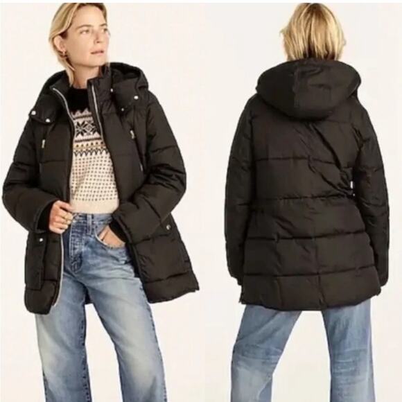 J crew Chateau Puffer Jacket black warm preppy ski winter coat water repellent S - Picture 2 of 15